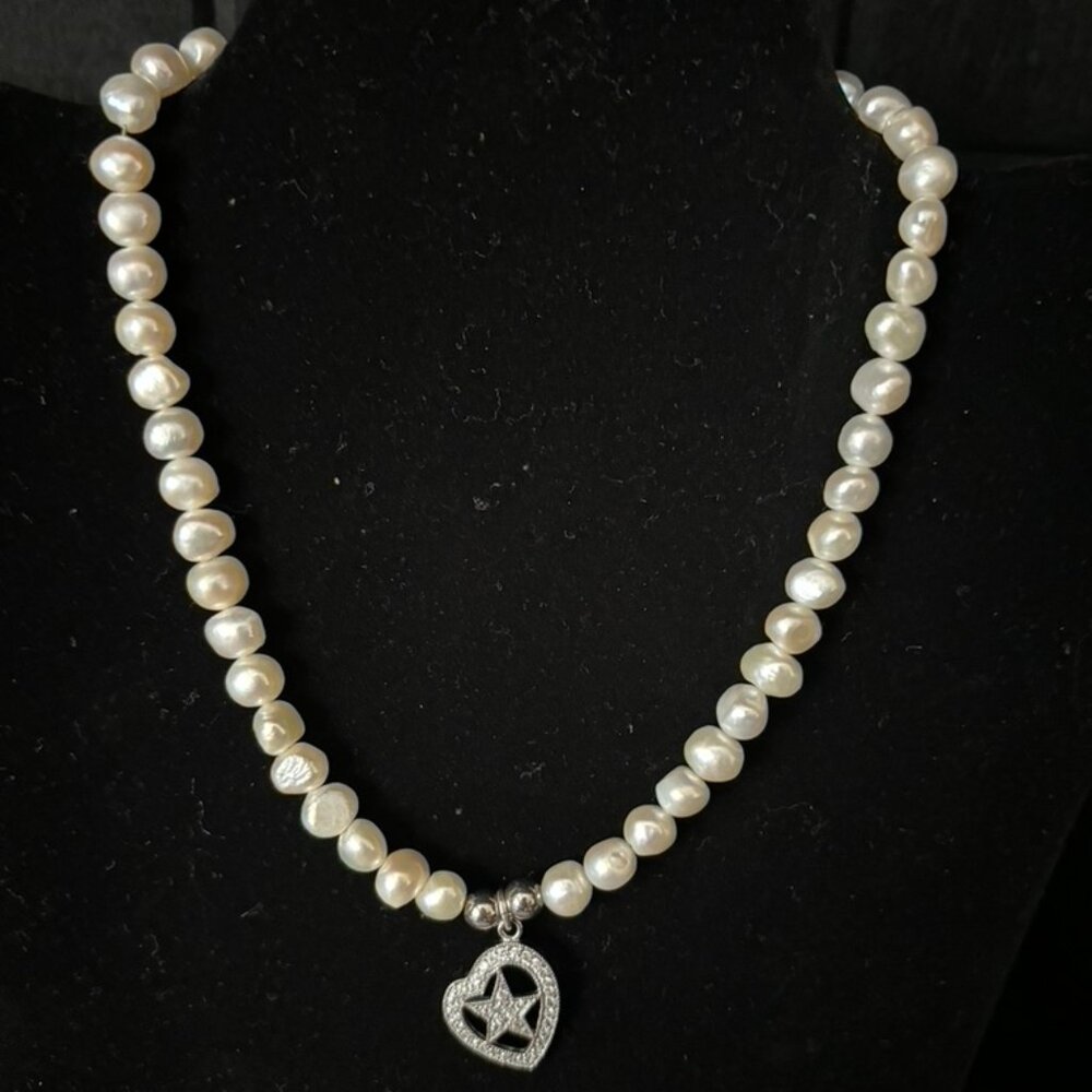 Artisan Pearl Necklace with  CZ rhinestones